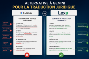 Comparaison entre Gemini et Lexa pour la traduction juridique par intelligence artificielle.